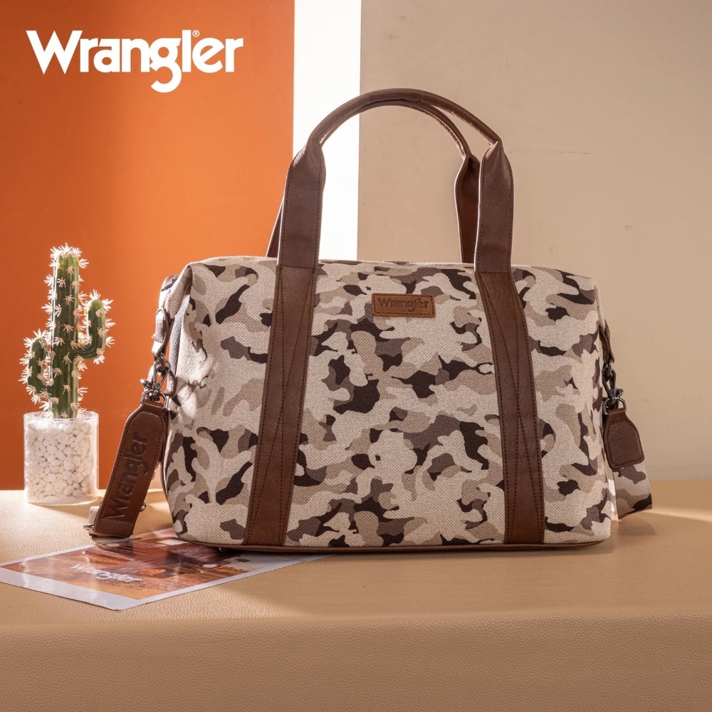 Wrangler Camo Print Collection Duffle Bag Brown